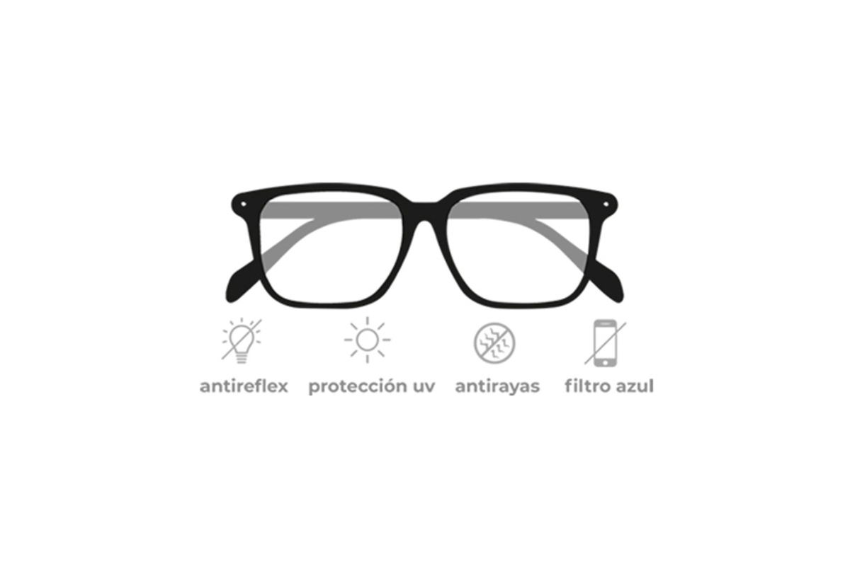 2 Cristales Graduados LENS. T Transparentes con Anti-Rayas, Anti-Reflejos y Filtro Azul