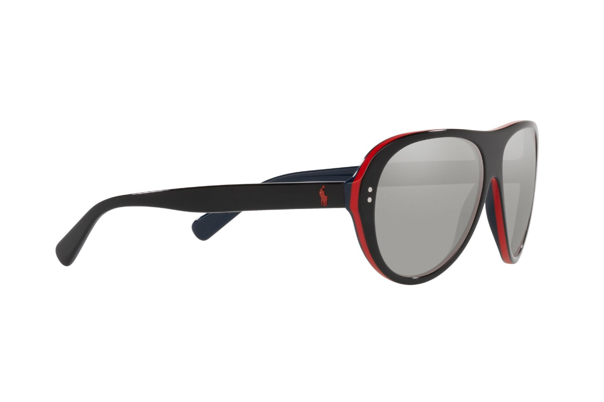 Lentes de Sol Shiny Black Red Navy Polo Ralph Lauren