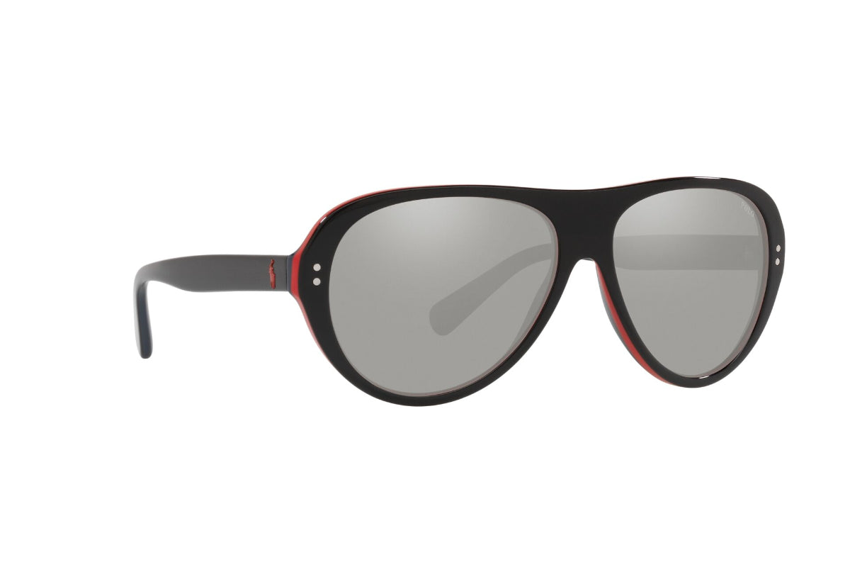 Lentes de Sol Shiny Black Red Navy Polo Ralph Lauren